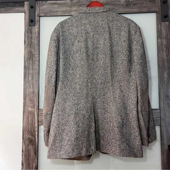 Vintage Stafford Men’s 42L Brown Tweed Sports Coat 100% Virgin Wool Elbow Patch - Picture 10 of 15